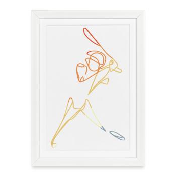 Sketch du joueur de cricket - Affiche encadrée (27 × 37 cm) - blanc - Devant