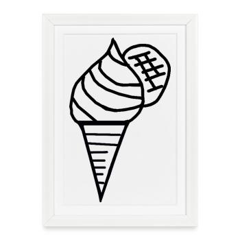Eis  Eiscreme 60er Retro Eiswaffel Kinder - Framed poster (27 × 37 cm) - white - Front