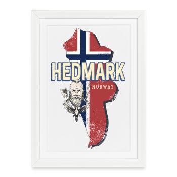 Hedmark Norway Retro Province Map Souvenir - Framed poster (27 × 37 cm) - white - Front