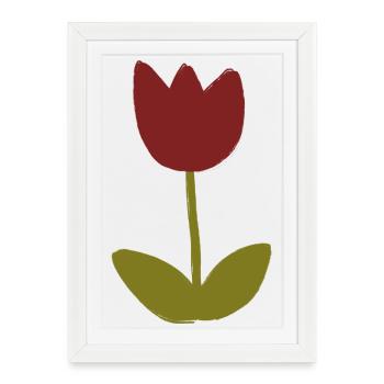 Tulip Minimalist Bloom - Affiche encadrée (27 × 37 cm) - blanc - Devant