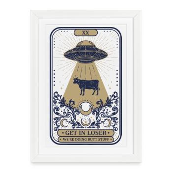 Meme drôle : Te mettre dans les fesses des perdants Carte de tarot - Affiche encadrée (27 × 37 cm) - blanc - Devant