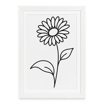 Botanical flower with fine leaves - Framed poster (27 × 37 cm) - white - Front