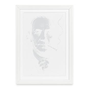 Benjamin Franklin Smoking Cigar portrait - Framed poster (27 × 37 cm) - white - Front