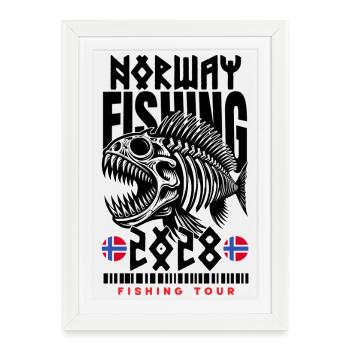Pêche en Norvège 2028 - Affiche encadrée (27 × 37 cm) - blanc - Devant