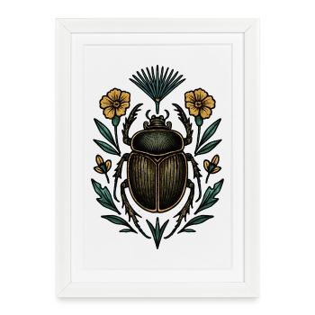 Insecte doré dans une couronne de plante - Affiche encadrée (27 × 37 cm) - blanc - Devant