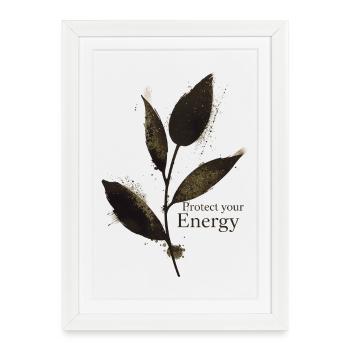 Protégez votre énergie - Pleine conscience - Affiche encadrée (27 × 37 cm) - blanc - Devant