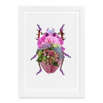Scarabée de Fleurs Colorées - Framed poster (27 × 37 cm) - white - Front