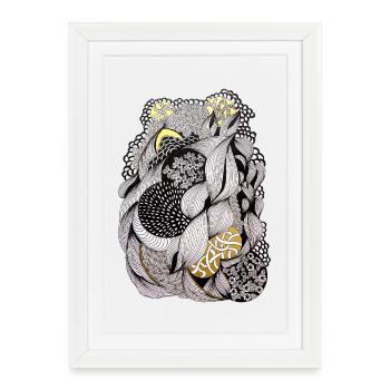 Motif floral entrelacé - Affiche encadrée (27 × 37 cm) - blanc - Devant