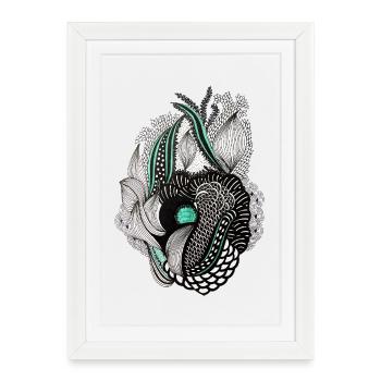 Chuchotements de fleurs de sarcelle - Affiche encadrée (27 × 37 cm) - blanc - Devant