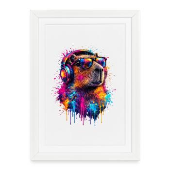 Capybara - Gerahmtes Poster (27 × 37 cm) - Weiß - Vorne