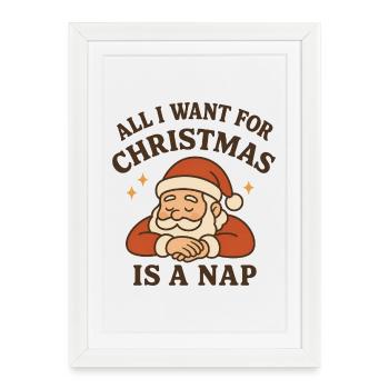Santa Nap Cozy Christmas - Framed poster (27 × 37 cm) - white - Front