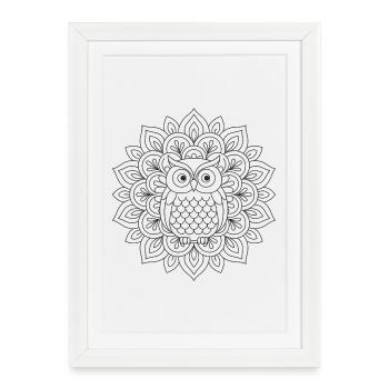 Page coloriage du Mandala de la chouette - Affiche encadrée (27 × 37 cm) - blanc - Devant