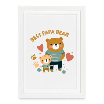 Fête des pères. Meilleur Papa Bear - Affiche encadrée (27 × 37 cm) - blanc - Devant