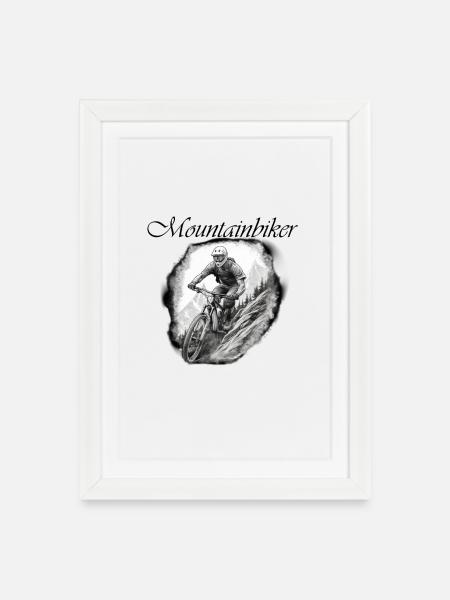 Mountainbiker - Gerahmtes Poster (27 × 37 cm) - Weiß