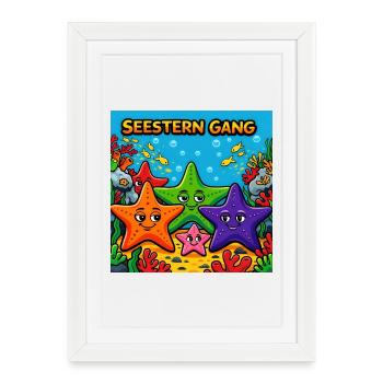 Starfish Gang Underwater Starfriends - Framed poster (27 × 37 cm) - white - Front