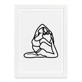 Minimalist Yoga Line Art - Framed poster (27 × 37 cm) - white - Front