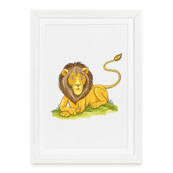 lion occasionnel - Affiche encadrée (27 × 37 cm) - blanc - Devant