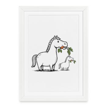 Laughing Horse - Framed poster (27 × 37 cm) - white - Front