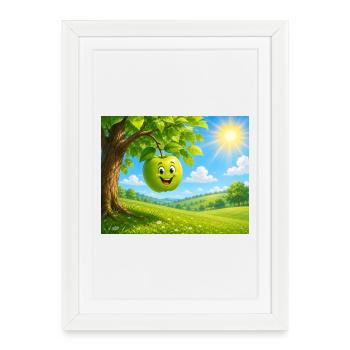 Cheerful apple in the sun garden - Framed poster (27 × 37 cm) - white - Front