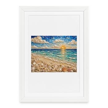 Shell Mosaic Beach Sunrise - Framed poster (27 × 37 cm) - white - Front