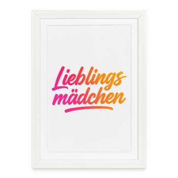 Fille préférée - Typographie Brush Script | Moisissure - Affiche encadrée (27 × 37 cm) - blanc - Devant