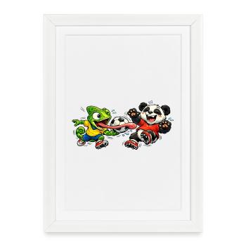 Chameleon Frog Football Cartoon Football T-shirt - Framed poster (27 × 37 cm) - white - Front