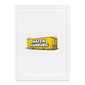 Hafen Hamburg Container - Gerahmtes Poster (27 × 37 cm) - Weiß - Vorne