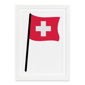 drapeau suisse - Affiche encadrée (27 × 37 cm) - blanc - Devant