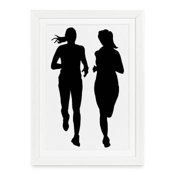 couple en cours d'exécution deux femmes - Affiche encadrée (27 × 37 cm) - blanc - Devant