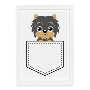 Animal de poche Yorkshire Terrier - Affiche encadrée (27 × 37 cm) - blanc - Devant