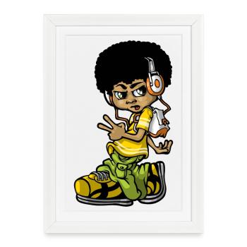 Vintage b-boy - Affiche encadrée (27 × 37 cm) - blanc - Devant