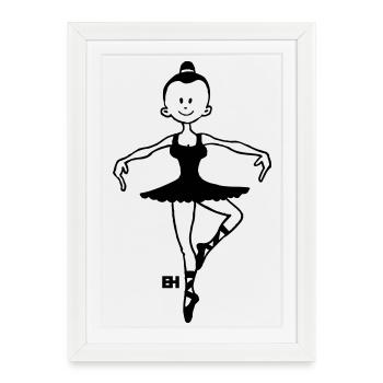 Ballerina - Ballet - Danseuse - Danse - Affiche encadrée (27 × 37 cm) - blanc - Devant