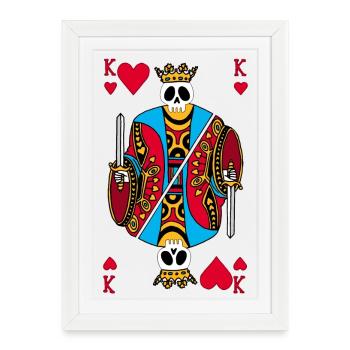 Squelette du roi de coeur - Affiche encadrée (27 × 37 cm) - blanc - Devant