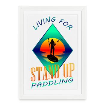 Stand Up Paddle - Affiche encadrée (27 × 37 cm) - blanc - Devant