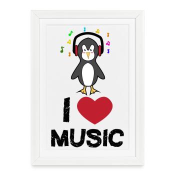 Déclaration cool Coeur Oiseau de mer Pingouin Animal Oiseau - Affiche encadrée (27 × 37 cm) - blanc - Devant