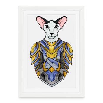 Chevalier Chat Chat Race Oriental Shorthair - Affiche encadrée (27 × 37 cm) - blanc - Devant