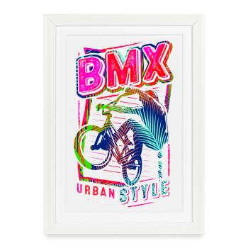 Rétro Bmx en coloré et coloré - Bmx Cycling - Affiche encadrée (27 × 37 cm) - blanc - Devant