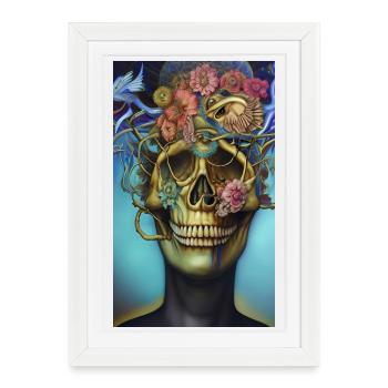 Beau crâne fantastique - Affiche encadrée (27 × 37 cm) - blanc - Devant