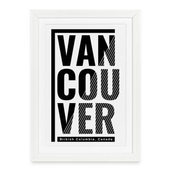Vancouver Graphic with Stripes and Label - Framed poster (27 × 37 cm) - white - Front