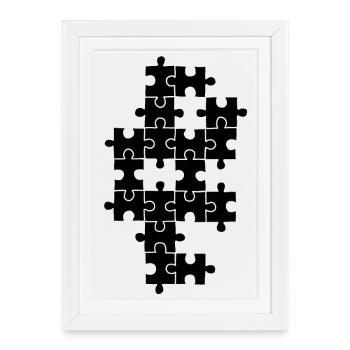 Puzzle noir - Affiche encadrée (27 × 37 cm) - blanc - Devant