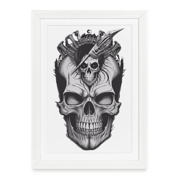 Crâne cool - Affiche encadrée (27 × 37 cm) - blanc - Devant