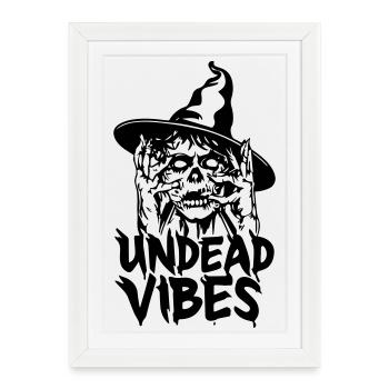 Halloween gift 'Undead Vibes', zombie - Framed poster (27 × 37 cm) - white - Front