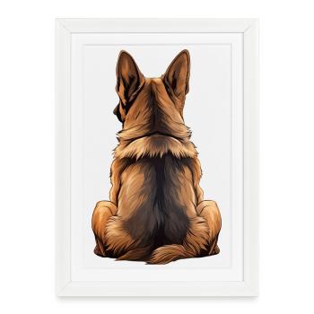 Berger allemand - Affiche encadrée (27 × 37 cm) - blanc - Devant
