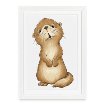 Loutre mignonne - Affiche encadrée (27 × 37 cm) - blanc - Devant