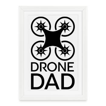 Drone papa Cool papa Drôle Dictons Logo Volant - Affiche encadrée (27 × 37 cm) - blanc - Devant