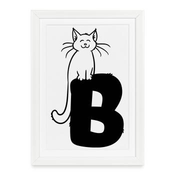 Lettre B du chat - Affiche encadrée (27 × 37 cm) - blanc - Devant