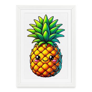 Ananas - Affiche encadrée (27 × 37 cm) - blanc - Devant