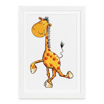 Drôle de girafe - Affiche encadrée (27 × 37 cm) - blanc - Devant