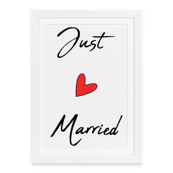 JUST MARRIED. EVJF. SAINT VALENTIN. COUPLE - Affiche encadrée (27 × 37 cm) - blanc - Devant