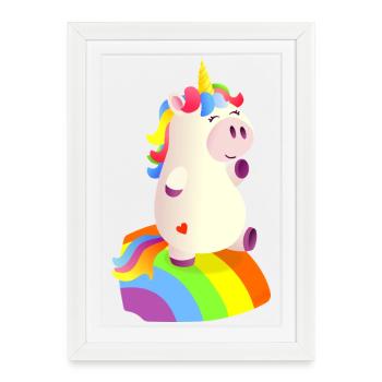 Magical Unicorn on the Rainbow - 🦄 - Framed poster (27 × 37 cm) - white - Front